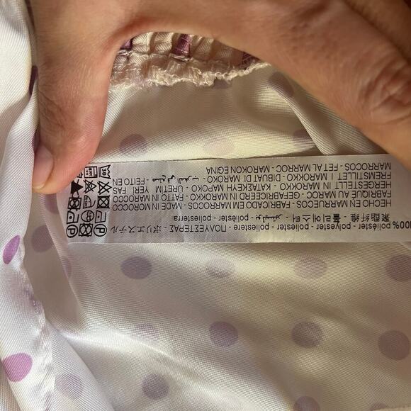 Zara Polka Dot Smocked Womens Cropped Top Blouse Size Medium - Picture 7 of 9